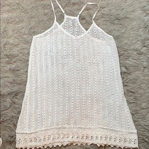Women’s white crochet swim cover up